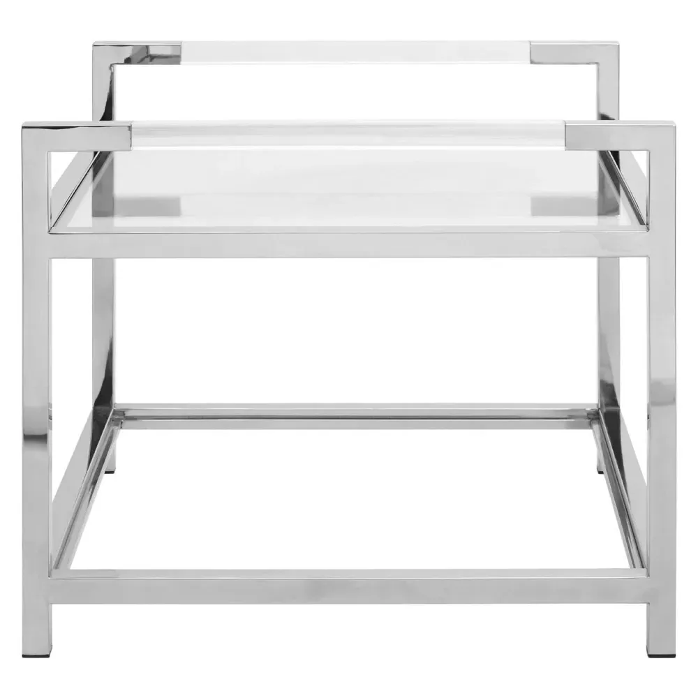 Vogue Square End Table - Glass, Chrome
