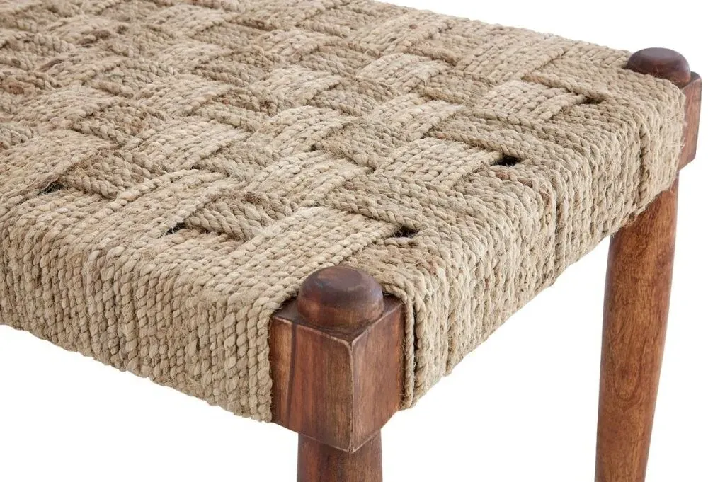 Woven Bench - Natural, Jute and Sheesham Wood