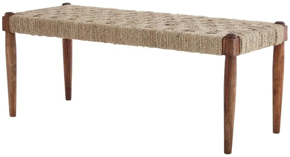 Woven Bench - Natural, Jute and Sheesham Wood