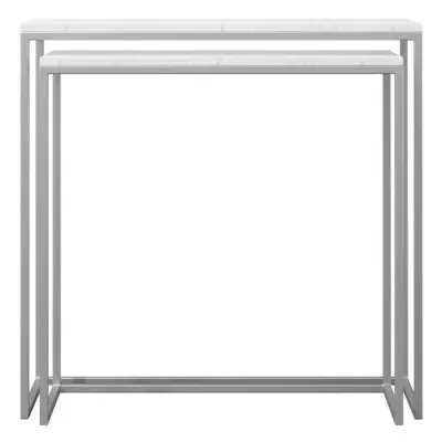Halifax Nest of 2 Tables - White Marble, Silver image