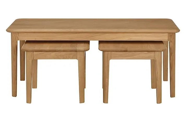 Hudson Oak Nest of 3 Coffee Tables - Oak