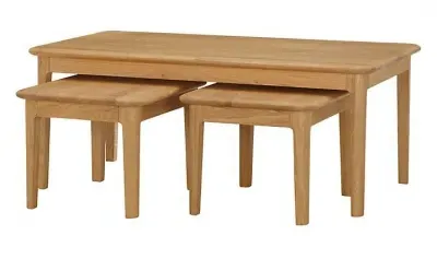 Hudson Oak Nest of 3 Coffee Tables - Oak image