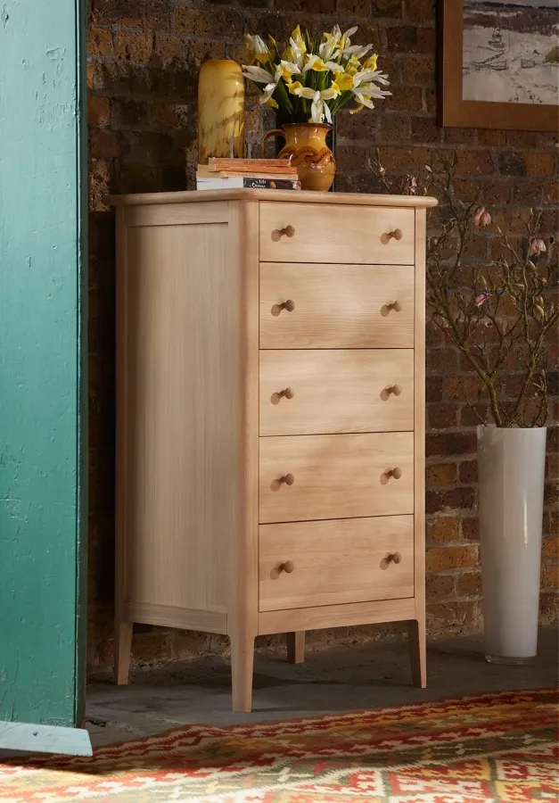Modena 5-Drawer Tall Chest of Drawers - Oak