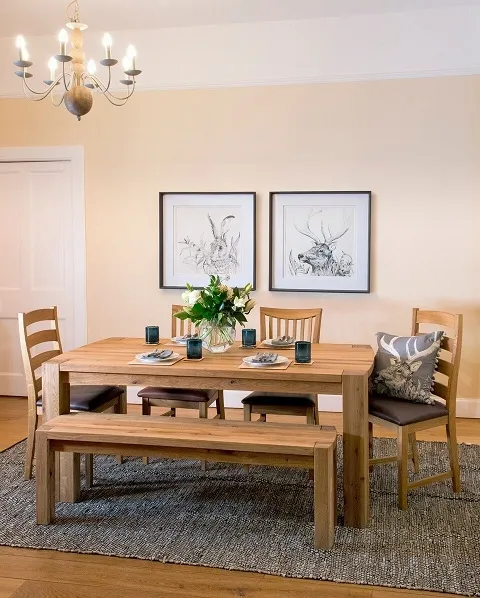 Sanford Oak Dining Bench for 150cm Table - Linseed Oil