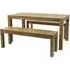 Taranto Oak Dining Set with 2 Benches - Linseed Oil