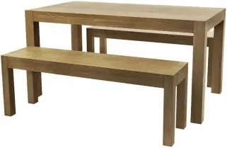Taranto Oak Dining Set with 2 Benches - Linseed Oil image