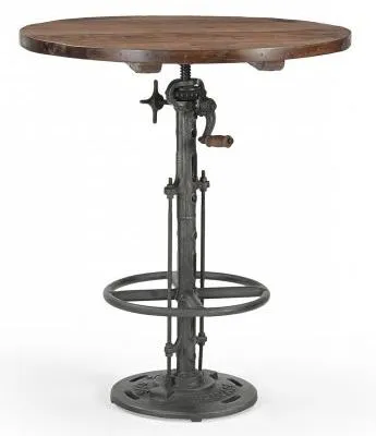 Gulmarg Adjustable Bar Table - Reclaimed Wood, Metal