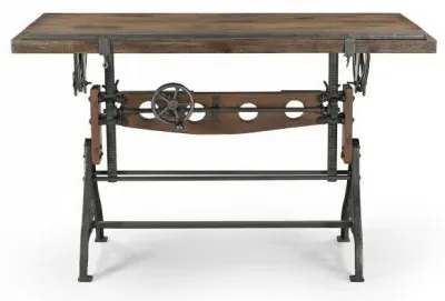 Gulmarg Adjustable Drafting Table - Recycled Teak, Metal