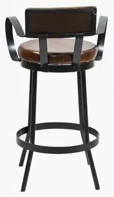 Gulmarg Padded Bar Stool - Black, Leather
