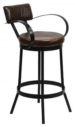 Gulmarg Padded Bar Stool - Black, Leather