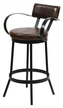Gulmarg Padded Bar Stool - Black, Leather