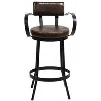 Gulmarg Padded Bar Stool - Black, Leather