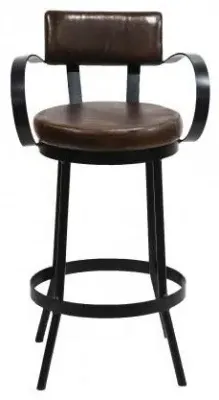 Gulmarg Padded Bar Stool - Black, Leather image