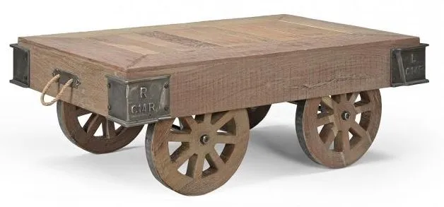 Gulmarg Reclaimed Coffee Table on Wheels - Wood