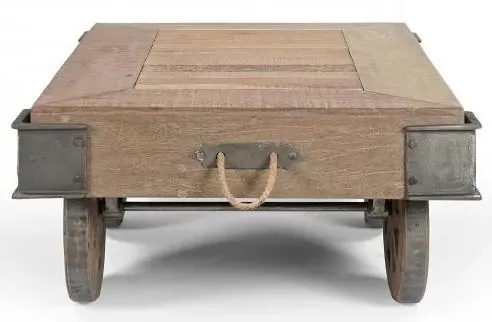 Gulmarg Reclaimed Coffee Table on Wheels - Wood