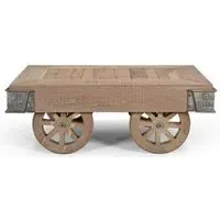 Gulmarg Reclaimed Coffee Table on Wheels - Wood
