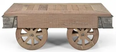 Gulmarg Reclaimed Coffee Table on Wheels - Wood image