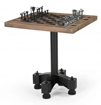 Gulmarg Reclaimed Wood Chess Set with Table - Metal