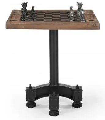 Gulmarg Reclaimed Wood Chess Set with Table - Metal