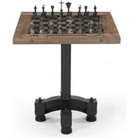 Gulmarg Reclaimed Wood Chess Set with Table - Metal