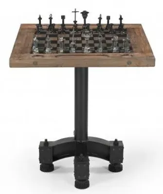 Gulmarg Reclaimed Wood Chess Set with Table - Metal image