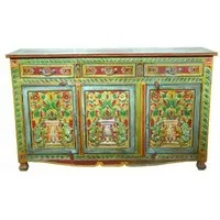 Kufri Hand Painted Folk Pattern Sideboard with 3 Doors 3 Drawers