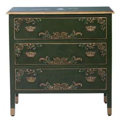 Meerut 3 Drawer Small Chest - Green
