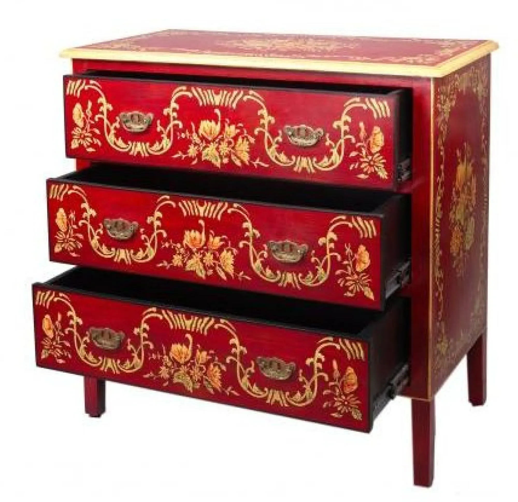 Meerut 3 Drawer Small Chest - Red