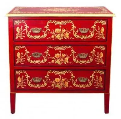 Meerut 3 Drawer Small Chest - Red