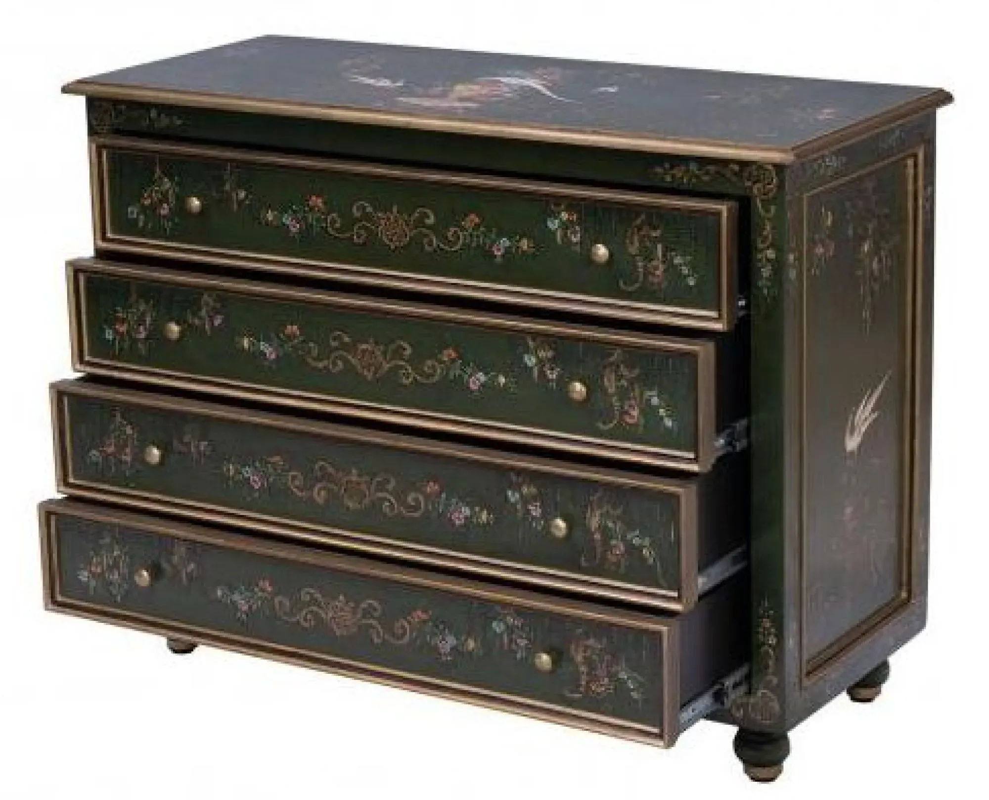 Meerut 4 Drawer Chest with Fountain Design - Green