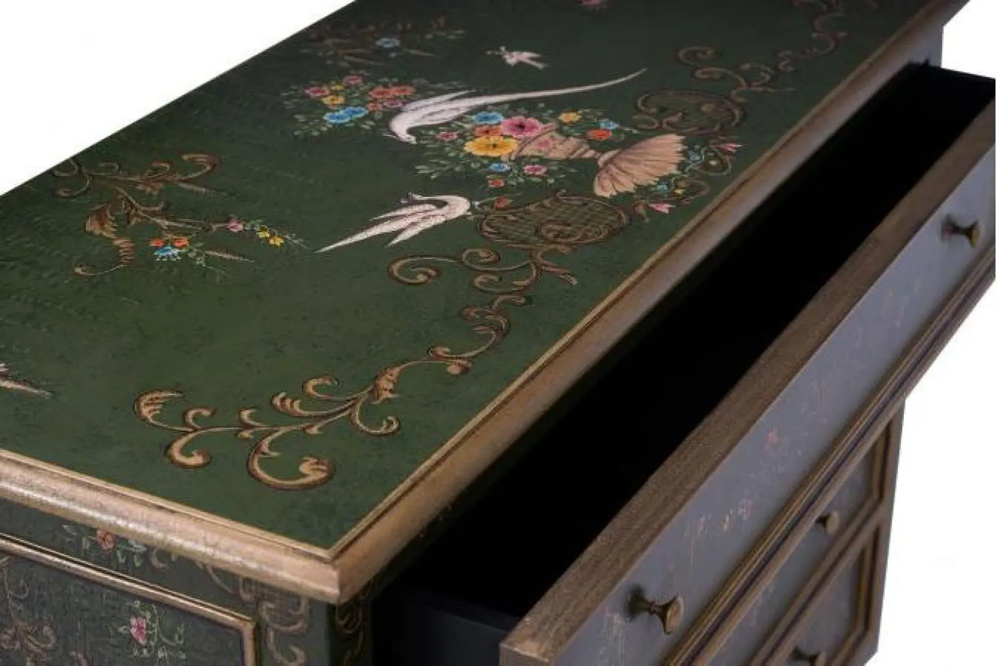 Meerut 4 Drawer Chest with Fountain Design - Green