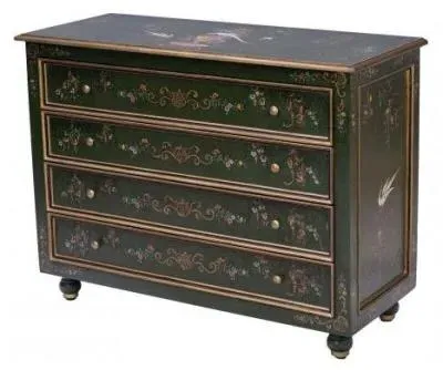Meerut 4 Drawer Chest with Fountain Design - Green