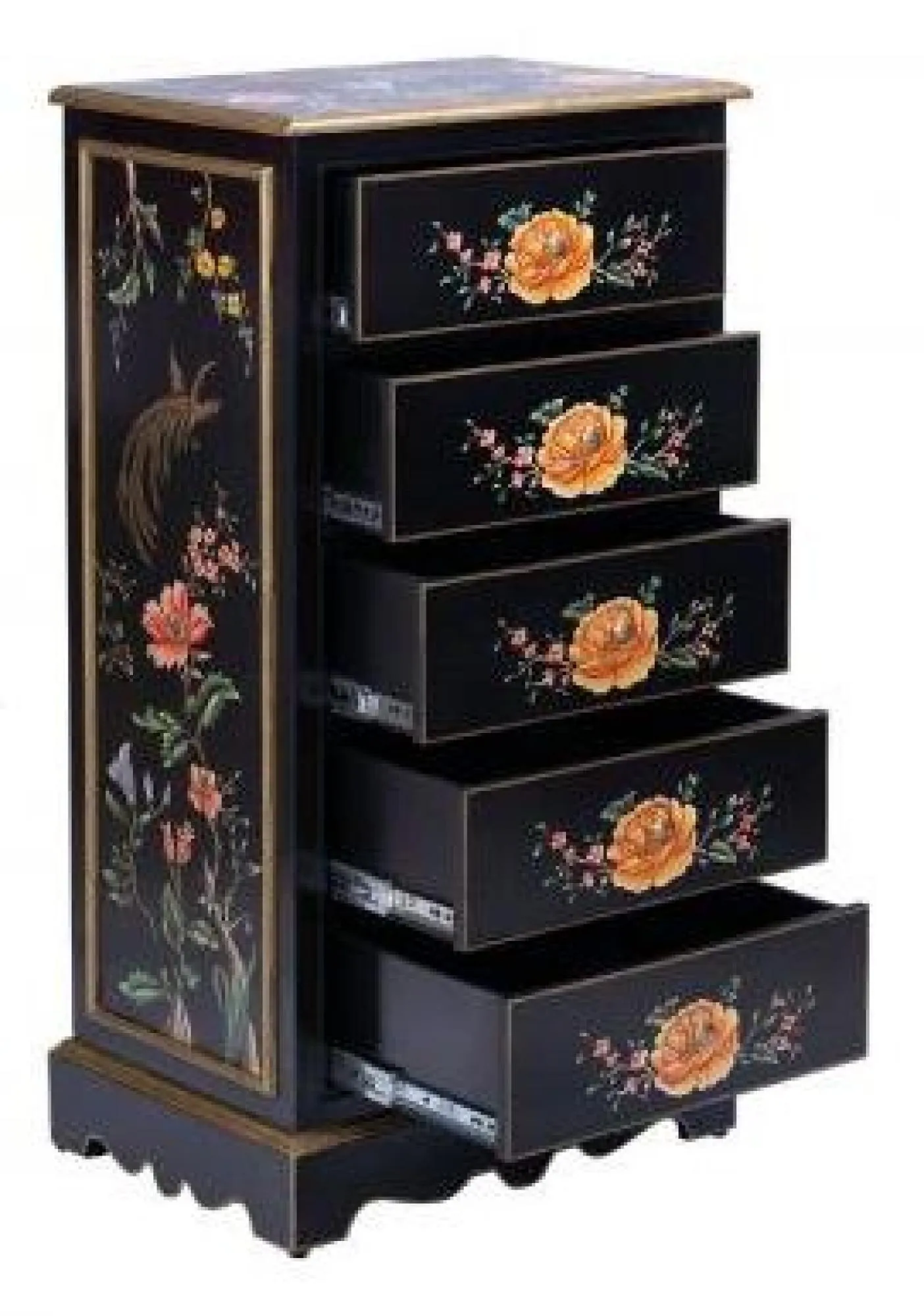 Meerut 5 Drawer Tall Chest - Black