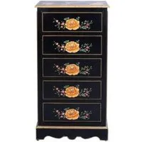 Meerut 5 Drawer Tall Chest - Black