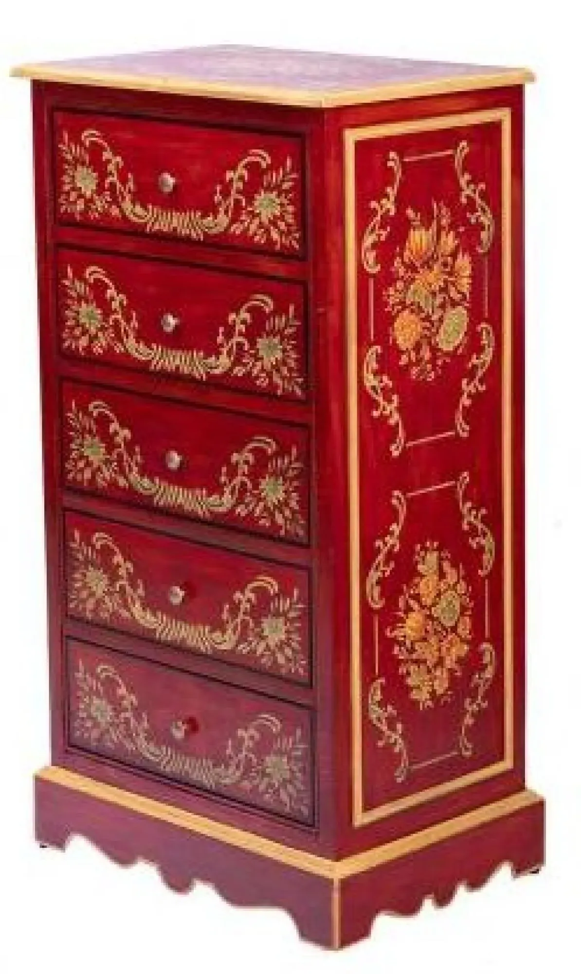 Meerut 5 Drawer Tall Chest - Red