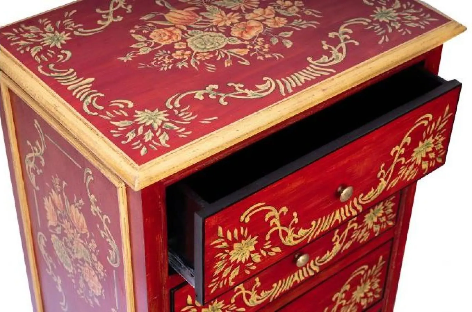 Meerut 5 Drawer Tall Chest - Red