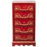 Meerut 5 Drawer Tall Chest - Red