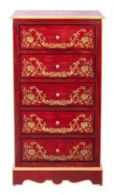 Meerut 5 Drawer Tall Chest - Red