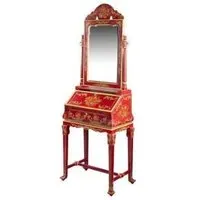 Meerut Floral Design Dressing Table with Mirror - Red