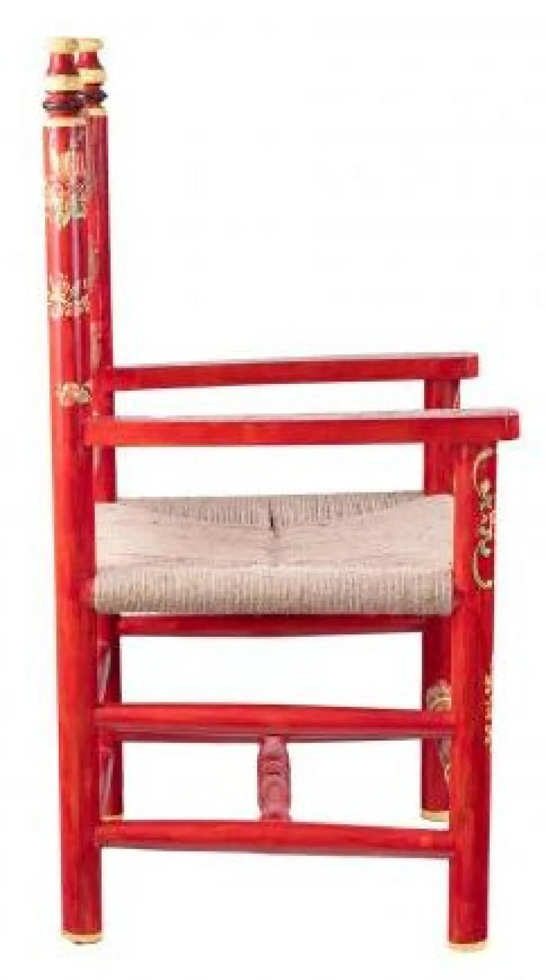 Meerut Floral Design Wooden Dining Armchair - Red