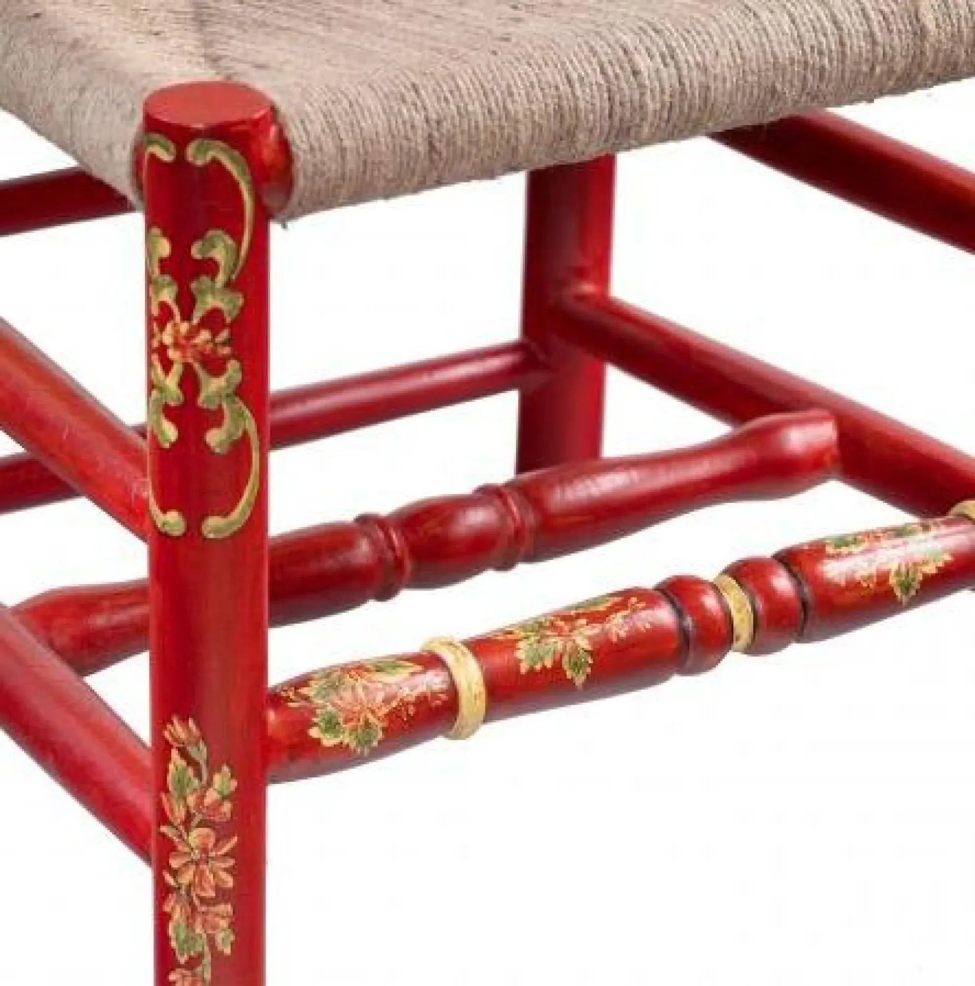 Meerut Floral Design Wooden Dining Chair Set - Red