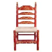 Meerut Floral Design Wooden Dining Chair Set - Red