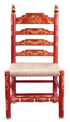 Meerut Floral Design Wooden Dining Chair Set - Red image