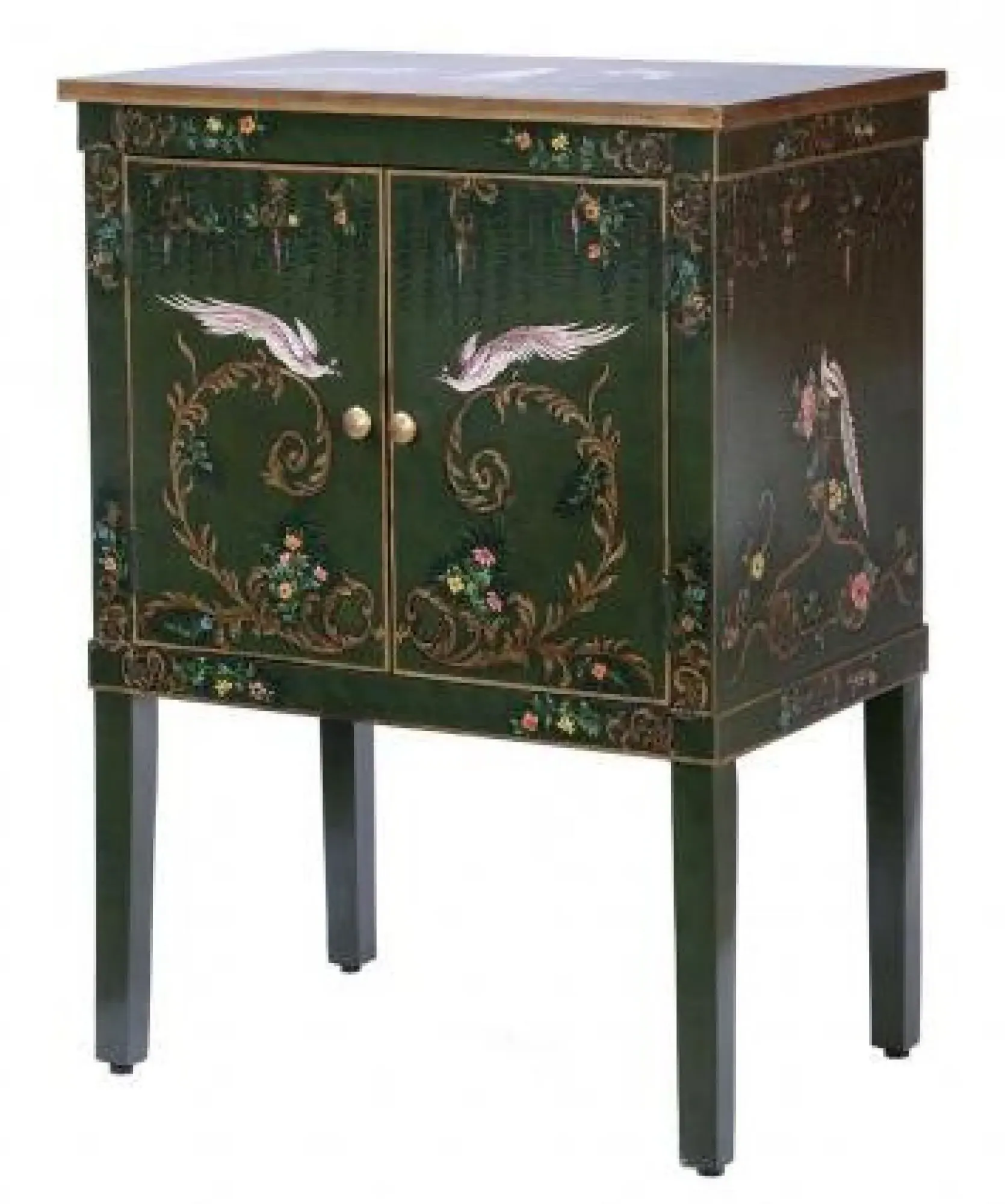 Meerut Fountain Design 2 Door Bedside Cabinet - Green