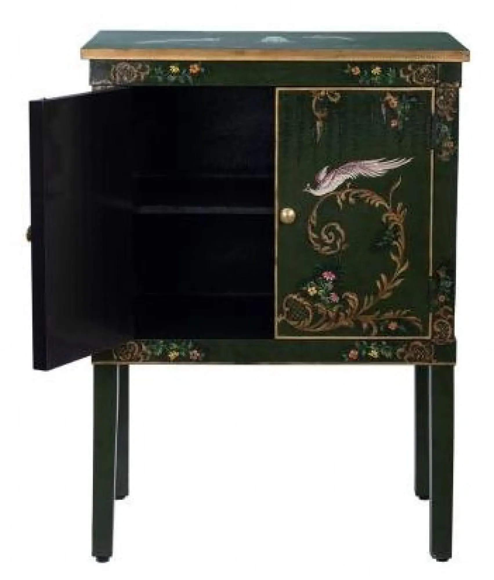 Meerut Fountain Design 2 Door Bedside Cabinet - Green