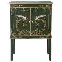 Meerut Fountain Design 2 Door Bedside Cabinet - Green