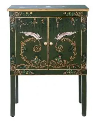 Meerut Fountain Design 2 Door Bedside Cabinet - Green