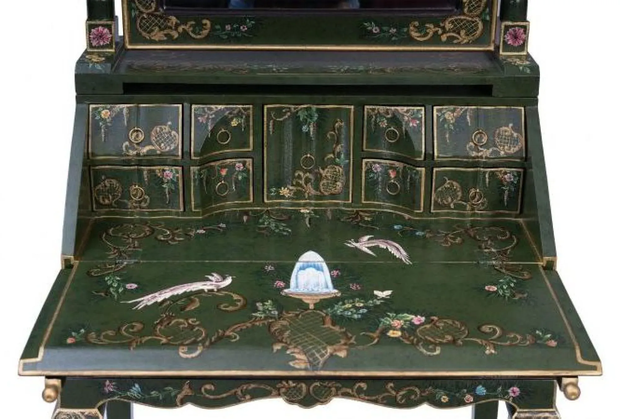 Meerut Fountain Design Dressing Table with Mirror - Green