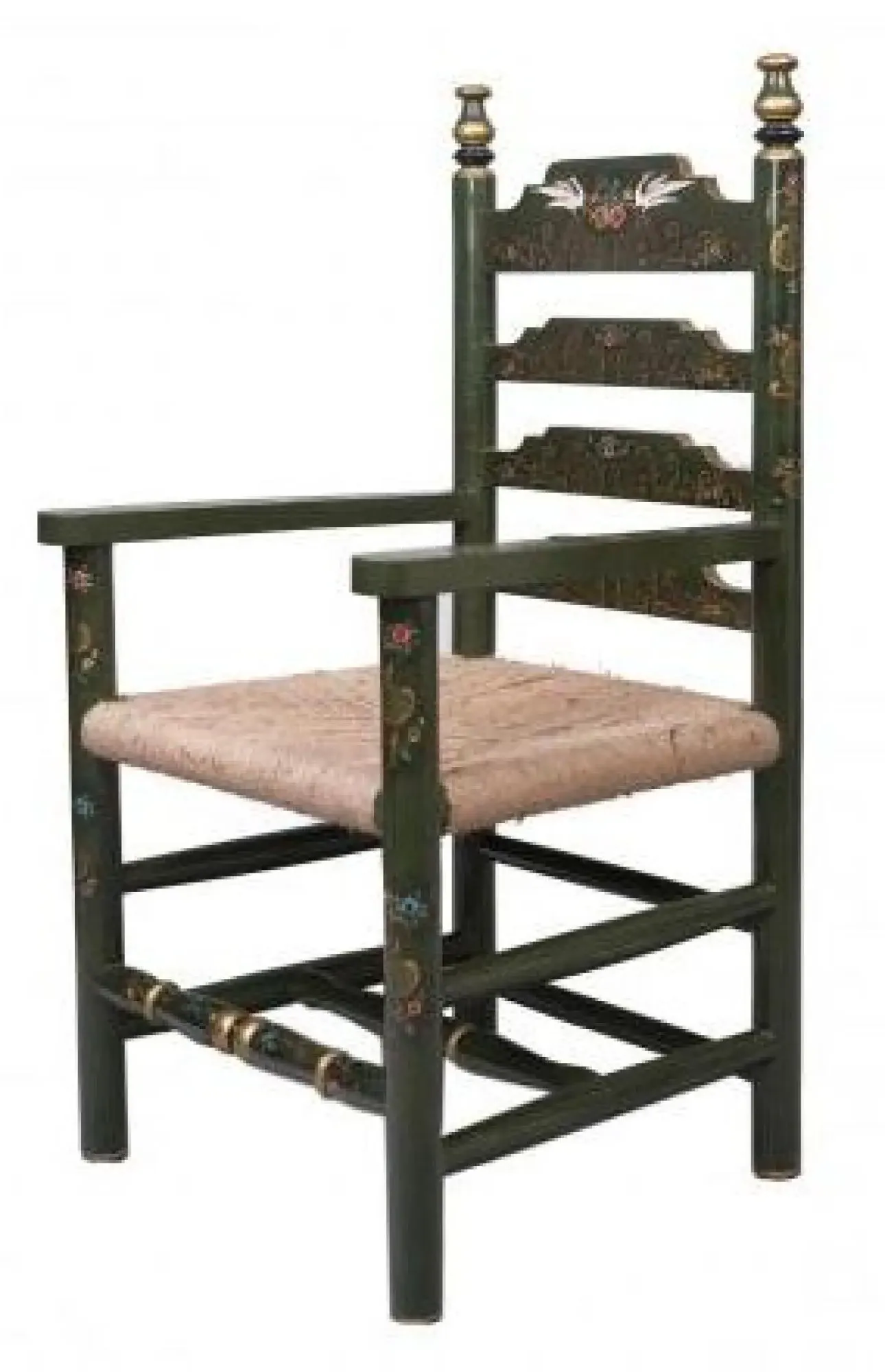 Meerut Fountain Design Wooden Dining Armchair - Green