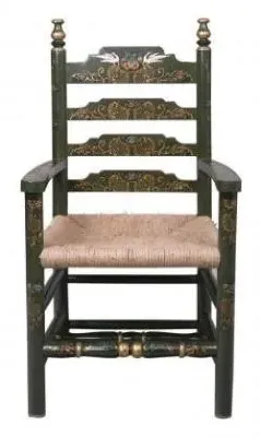 Meerut Fountain Design Wooden Dining Armchair - Green